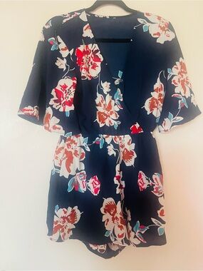 Floral Navy Wrap Romper - Women's Navy Floral Romper